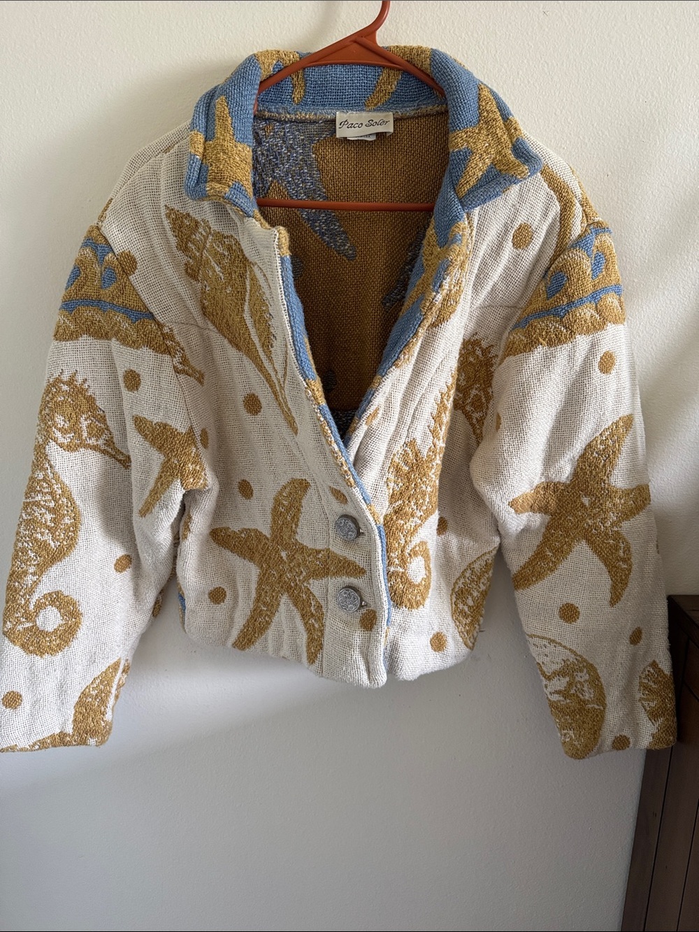 Vintage Paco Soler tapestry Seashell Bomber Jacket
